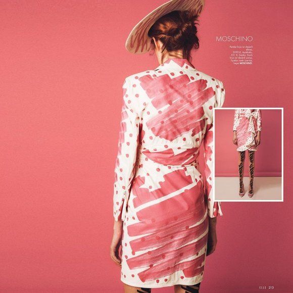 MOSCHINO Brushstroke Scribble Sketches Pink Trench Coat Dress Poplin 2019 BARBIE - Picture 11 of 17